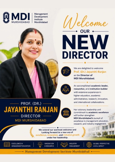 MDI Murshidabad Welcomes Prof. (Dr.) Jayanthi Ranjan as Director